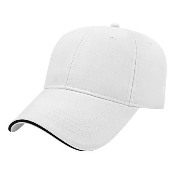 Low profile structured six panel brushed cotton twill cap with sandwich... from ASI 43792 Cap America Inc