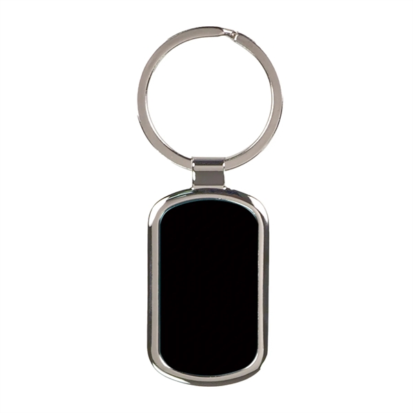 Black Laserable Metal Rectangle Keychain with metal split ring.... from ASI 74601 Calico
