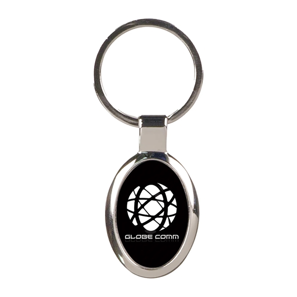 Black Laserable Metal Oval Keychain with metal split ring.... from ASI 74601 Calico