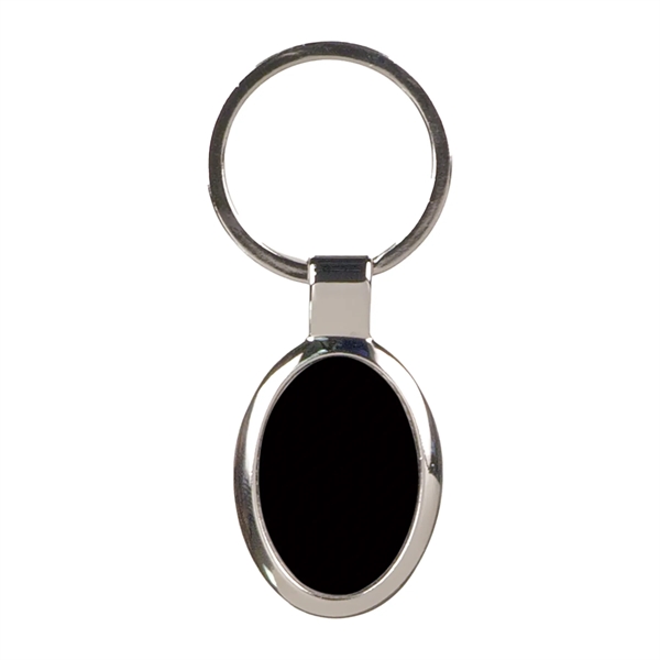 Black Laserable Metal Oval Keychain with metal split ring.... from ASI 74601 Calico
