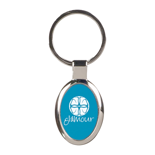 Blue Laserable Metal Oval Keychain with metal split ring.... from ASI 74601 Calico