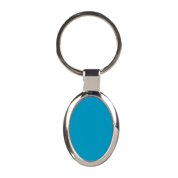 Blue Laserable Metal Oval Keychain with metal split ring.... from ASI 74601 Calico