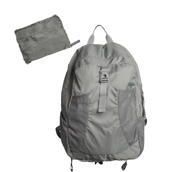 Foldable RPET backpack is collapsible and folds into a small zip... from ASI 76730 Peerless Umbrella Co Inc / Threads By Peerless