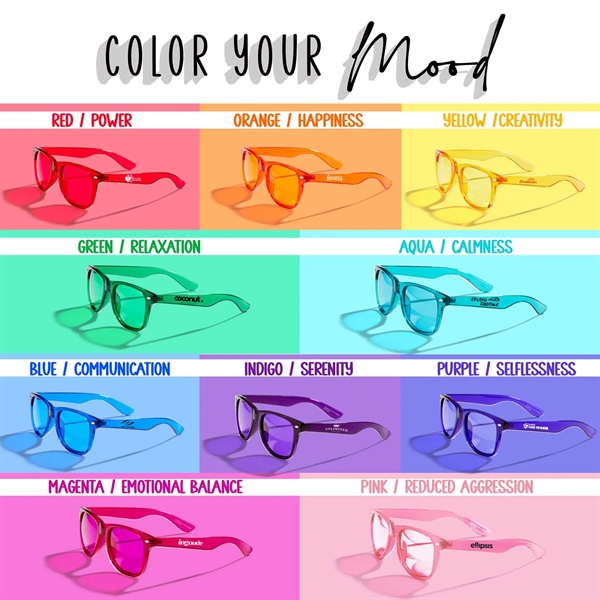 Eyeglasses offered in an assortment of mood-inspired colors.... from ASI 63549 Jornik Manufacturing Corp
