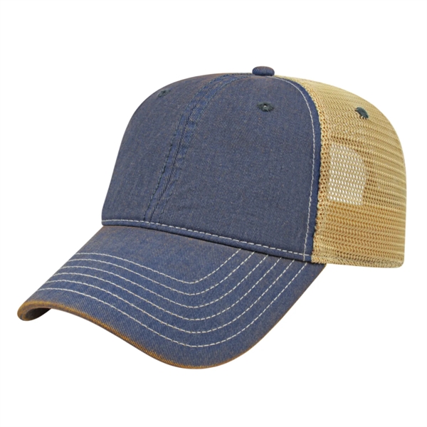 Premium vintage washed look mesh back trucker cap with comfort sweatband... from ASI 43792 Cap America Inc