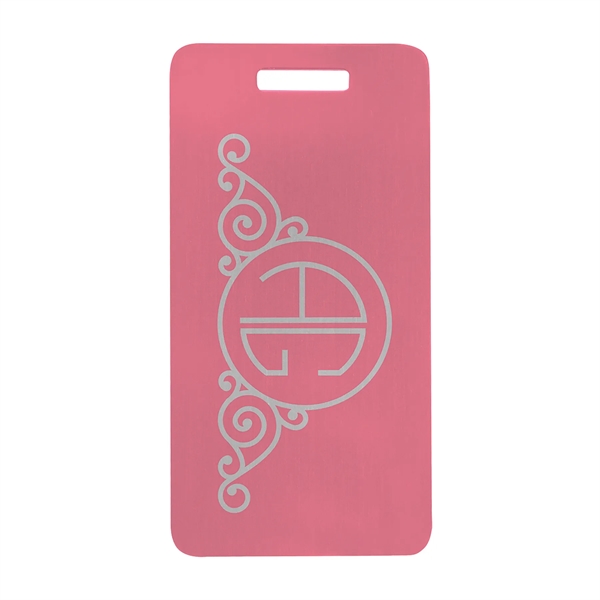 3 7/8" x 2" anodized aluminum luggage tag. Laser engraved or... from ASI 74601 Calico