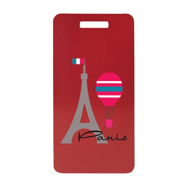 3 7/8" x 2" anodized aluminum luggage tag. Laser engraved or... from ASI 74601 Calico