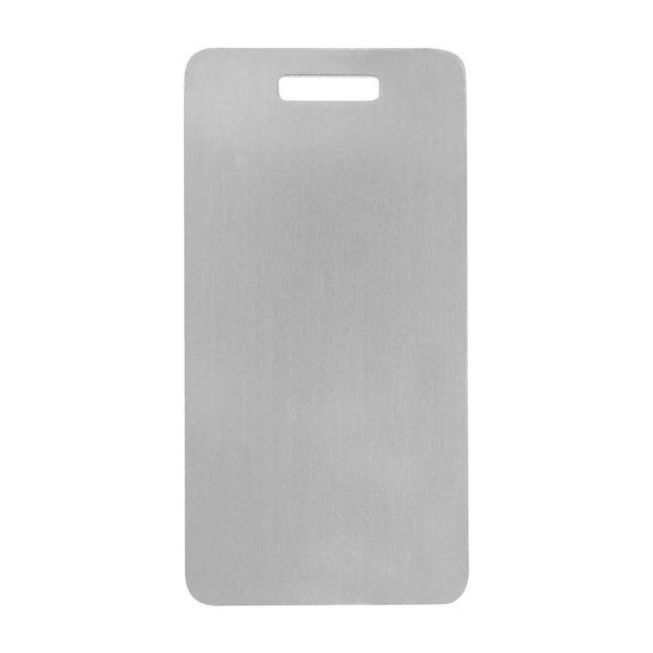 3 7/8" x 2" anodized aluminum luggage tag. Laser engraved or... from ASI 74601 Calico