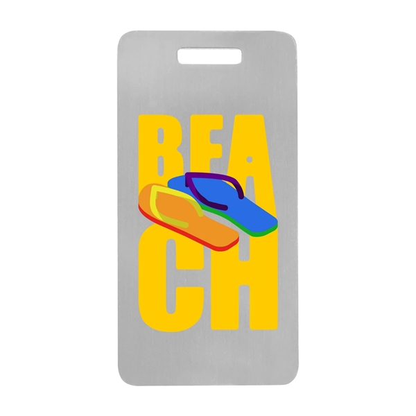 3 7/8" x 2" anodized aluminum luggage tag. Laser engraved or... from ASI 74601 Calico