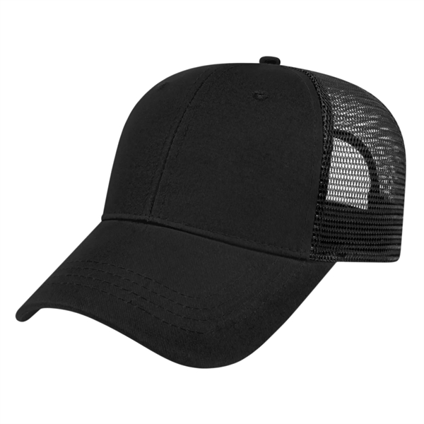 Low profile structured six panel brushed cotton twill cap with plastic... from ASI 43792 Cap America Inc