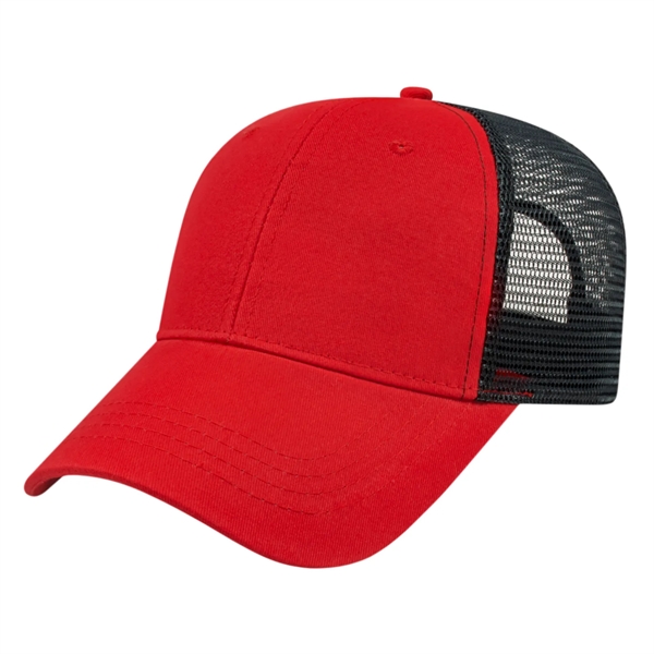 Low profile structured six panel brushed cotton twill cap with plastic... from ASI 43792 Cap America Inc