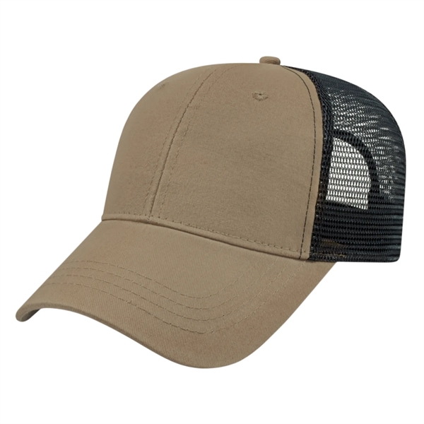Low profile structured six panel brushed cotton twill cap with plastic... from ASI 43792 Cap America Inc