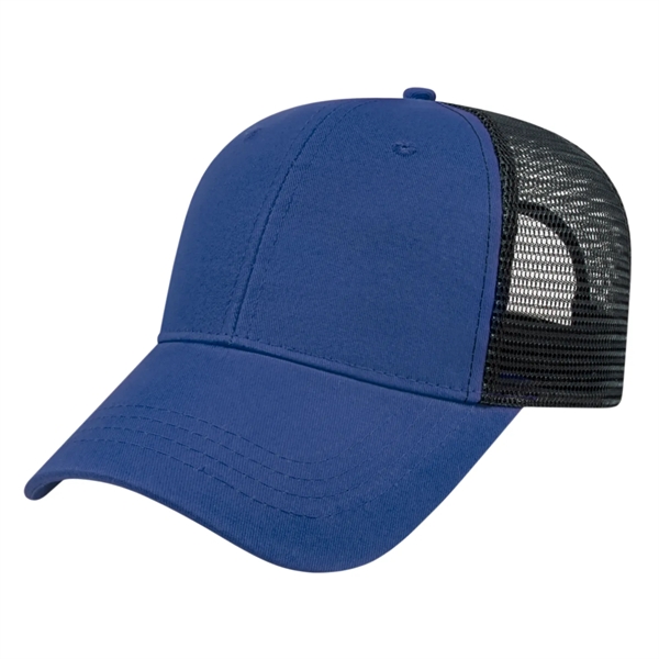 Low profile structured six panel brushed cotton twill cap with plastic... from ASI 43792 Cap America Inc