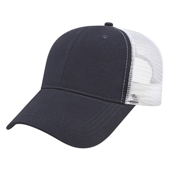 Low profile structured six panel brushed cotton twill cap with plastic... from ASI 43792 Cap America Inc