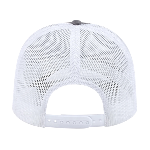 High profile five panel structured cap with a modified flat visor.... from ASI 43792 Cap America Inc