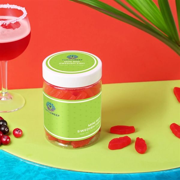 7 oz jar of mini red Swedish Fish.... from ASI 61966 HPG / SugarSpot