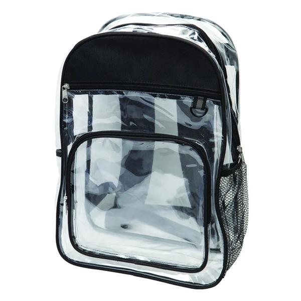 600D polyester, clear PVC backpack. Large zippered main compartment and 2... from ASI 84592 St Regis Group