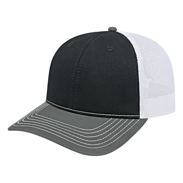 Chino twill medium profile six panel structured cap with mesh back,... from ASI 43792 Cap America Inc
