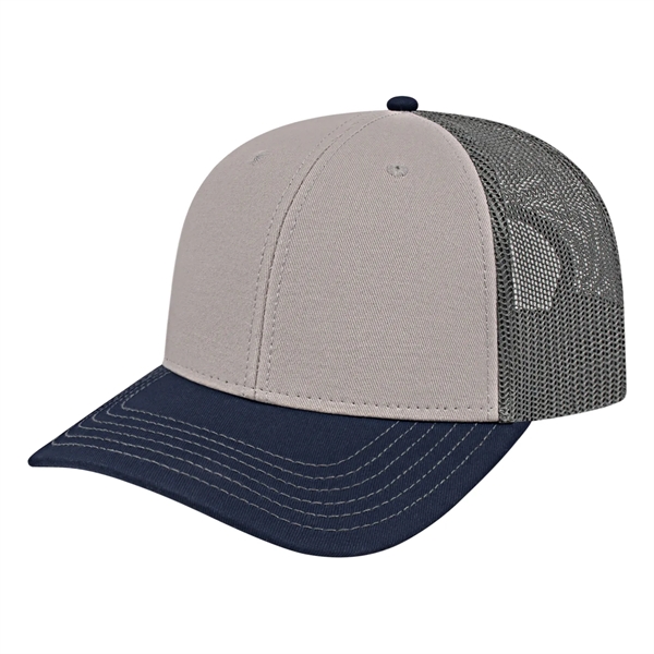 Chino twill medium profile six panel structured cap with mesh back,... from ASI 43792 Cap America Inc