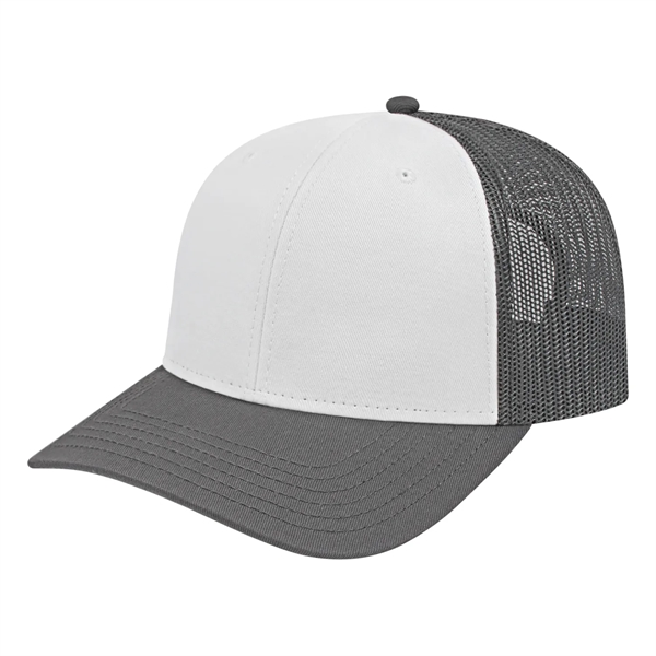 Chino twill medium profile six panel structured cap with mesh back,... from ASI 43792 Cap America Inc