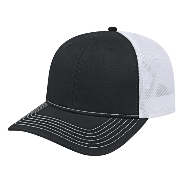 Chino twill medium profile six panel structured cap with mesh back,... from ASI 43792 Cap America Inc