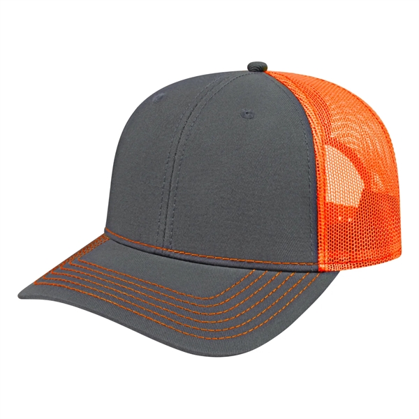 Chino twill medium profile six panel structured cap with mesh back,... from ASI 43792 Cap America Inc