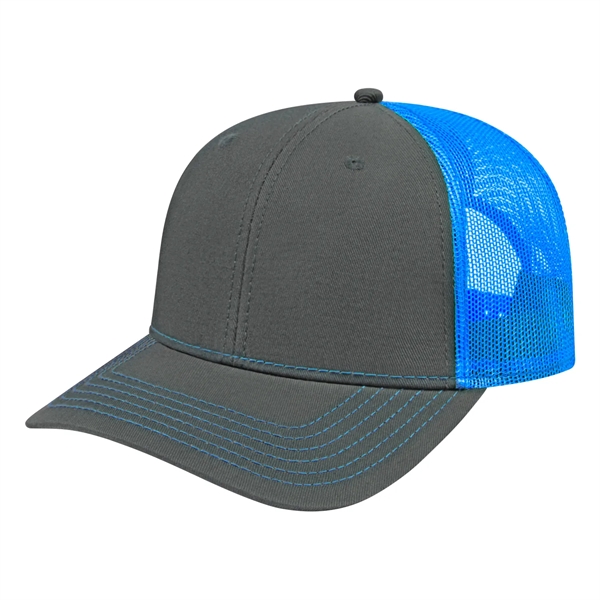 Chino twill medium profile six panel structured cap with mesh back,... from ASI 43792 Cap America Inc
