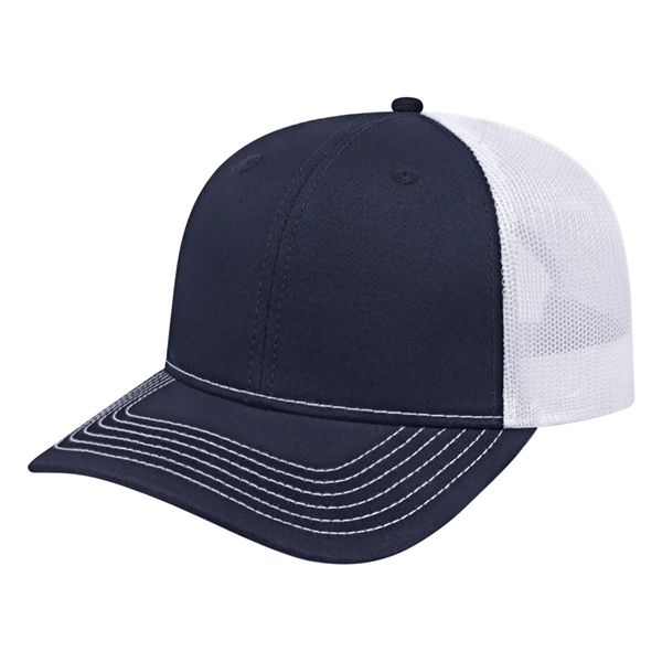 Chino twill medium profile six panel structured cap with mesh back,... from ASI 43792 Cap America Inc