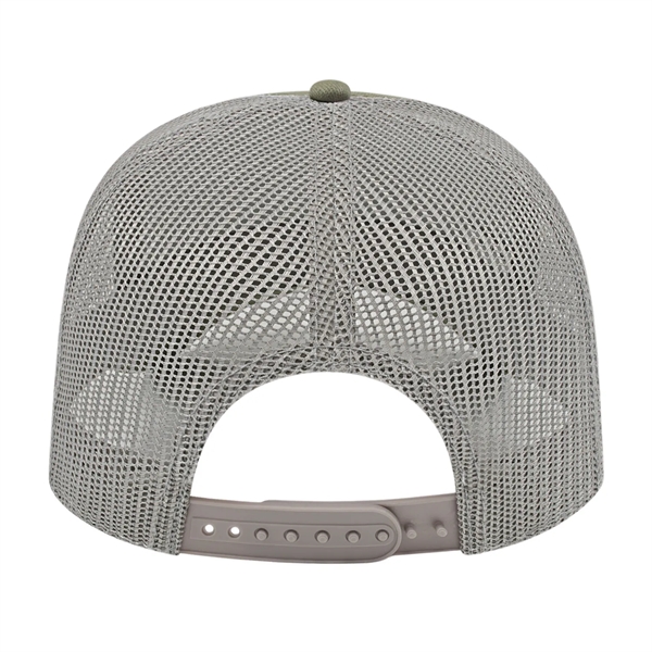 Low profile structured six-panel trucker cap with modified flat bill, chino... from ASI 43792 Cap America Inc