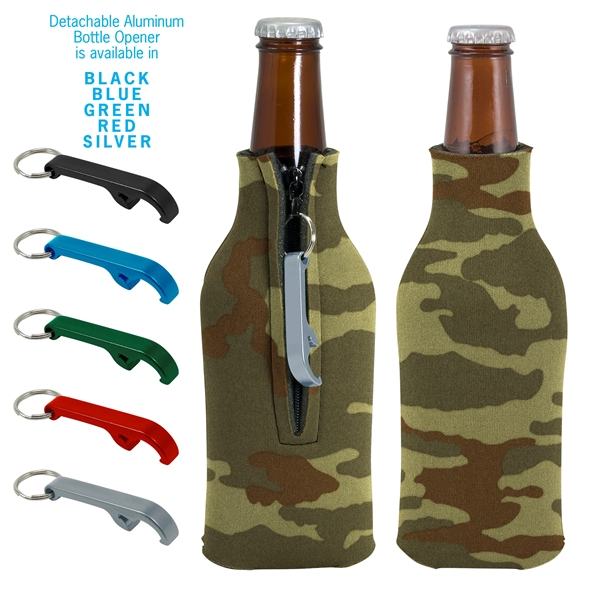 Blank zippered bottle insulator with opener, 1/8" high-density open-cell scuba foam.... from ASI 74710 Numo / NUMO