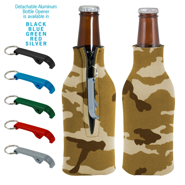 Blank zippered bottle insulator with opener, 1/8" high-density open-cell scuba foam.... from ASI 74710 Numo / NUMO