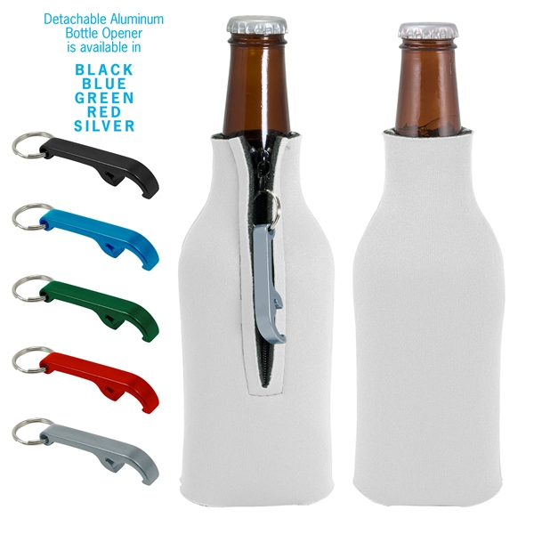 Blank zippered bottle insulator with opener, 1/8" high-density open-cell scuba foam.... from ASI 74710 Numo / NUMO
