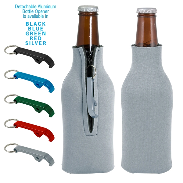 Blank zippered bottle insulator with opener, 1/8" high-density open-cell scuba foam.... from ASI 74710 Numo / NUMO
