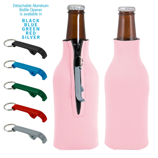 Blank zippered bottle insulator with opener, 1/8" high-density open-cell scuba foam.... from ASI 74710 Numo / NUMO
