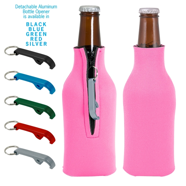 Blank zippered bottle insulator with opener, 1/8" high-density open-cell scuba foam.... from ASI 74710 Numo / NUMO