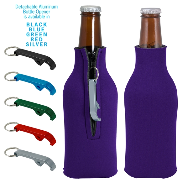 Blank zippered bottle insulator with opener, 1/8" high-density open-cell scuba foam.... from ASI 74710 Numo / NUMO