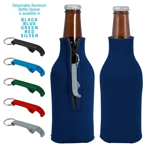 Blank zippered bottle insulator with opener, 1/8" high-density open-cell scuba foam.... from ASI 74710 Numo / NUMO