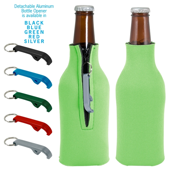 Blank zippered bottle insulator with opener, 1/8" high-density open-cell scuba foam.... from ASI 74710 Numo / NUMO