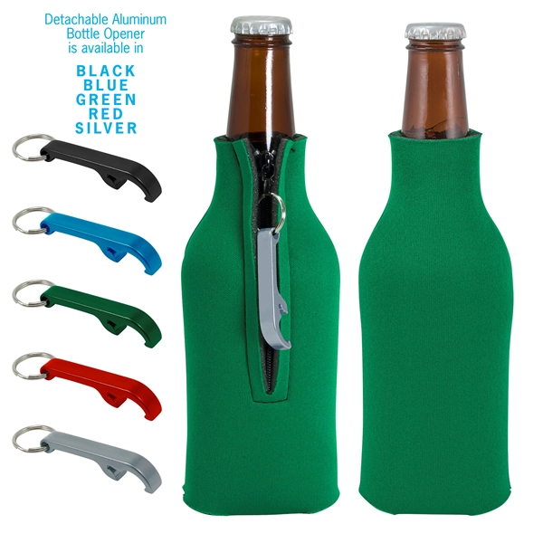 Blank zippered bottle insulator with opener, 1/8" high-density open-cell scuba foam.... from ASI 74710 Numo / NUMO