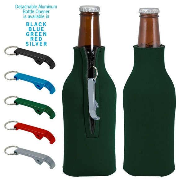 Blank zippered bottle insulator with opener, 1/8" high-density open-cell scuba foam.... from ASI 74710 Numo / NUMO
