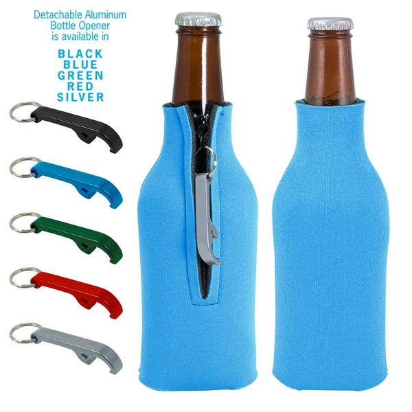 Blank zippered bottle insulator with opener, 1/8" high-density open-cell scuba foam.... from ASI 74710 Numo / NUMO