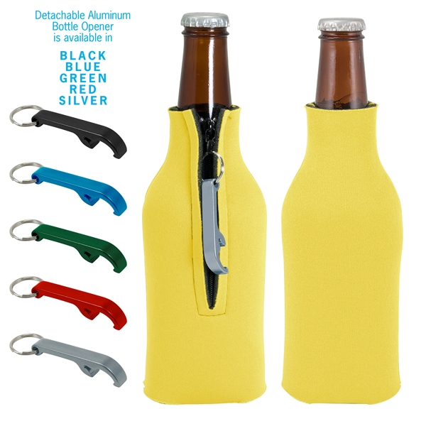 Blank zippered bottle insulator with opener, 1/8" high-density open-cell scuba foam.... from ASI 74710 Numo / NUMO