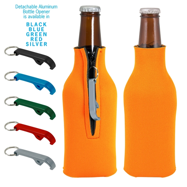 Blank zippered bottle insulator with opener, 1/8" high-density open-cell scuba foam.... from ASI 74710 Numo / NUMO