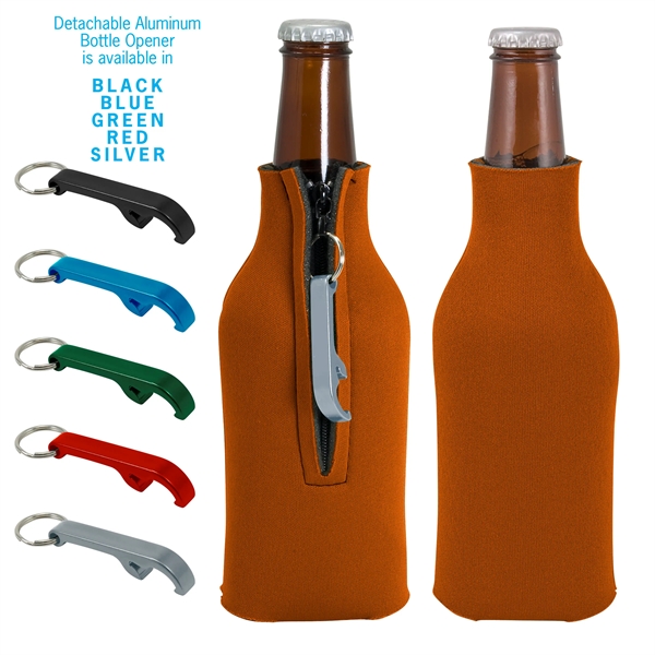 Blank zippered bottle insulator with opener, 1/8" high-density open-cell scuba foam.... from ASI 74710 Numo / NUMO