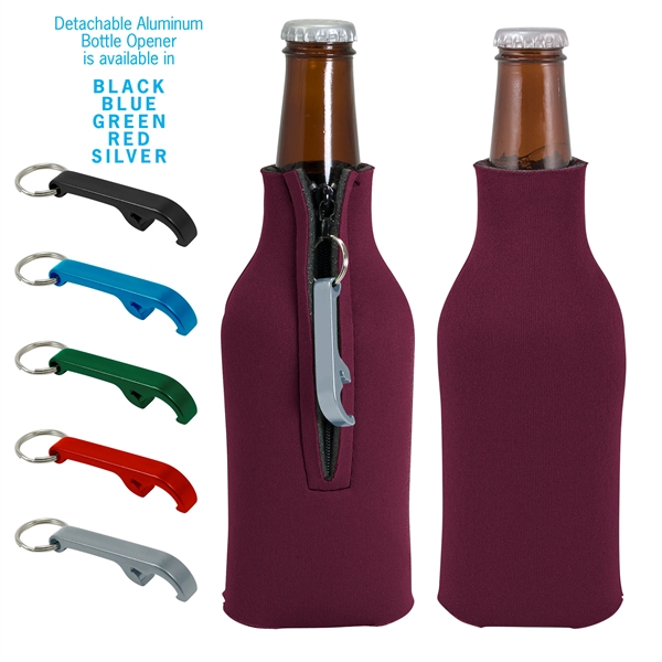Blank zippered bottle insulator with opener, 1/8" high-density open-cell scuba foam.... from ASI 74710 Numo / NUMO