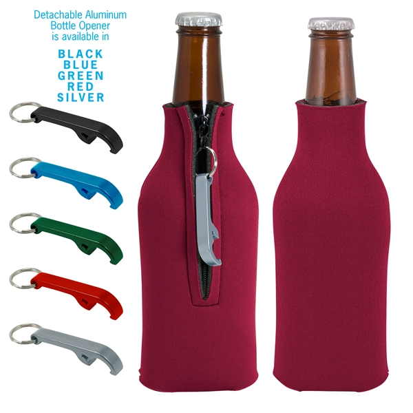 Blank zippered bottle insulator with opener, 1/8" high-density open-cell scuba foam.... from ASI 74710 Numo / NUMO
