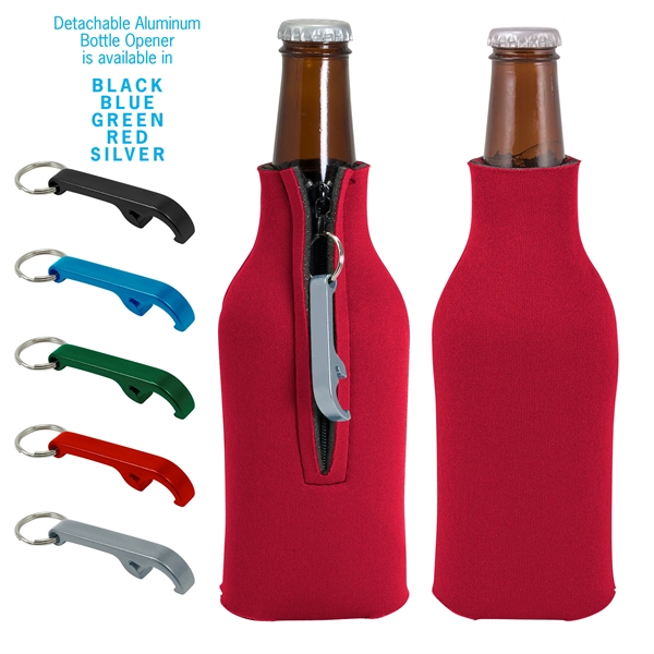 Blank zippered bottle insulator with opener, 1/8" high-density open-cell scuba foam.... from ASI 74710 Numo / NUMO