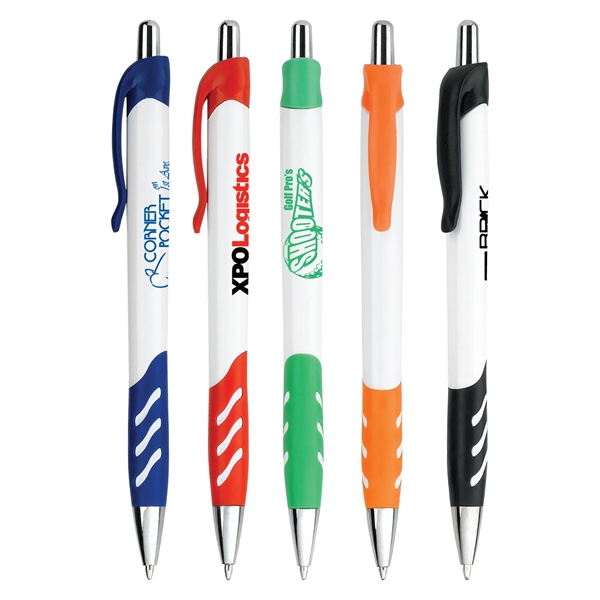 Plastic retractable medium ball point pen with black ink.... from ASI 44368 ZZ DROPPED -Cedar Crest Manufacturing / Cedar Crest