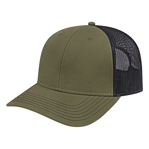 Chino twill medium profile six panel structured cap with mesh back,... from ASI 43792 Cap America Inc