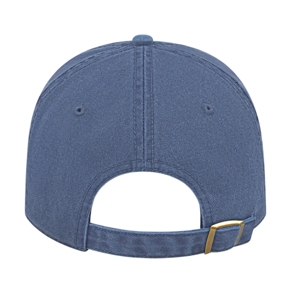 Unstructured washed pigment dyed cotton six panel twill cap with sewn... from ASI 43792 Cap America Inc